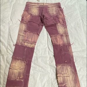 Isabel Marant patchwork frayed pink/mauve jeans